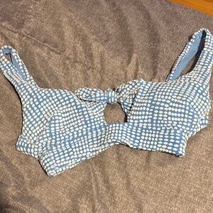 Blue and White Polka Dot Bikini Top